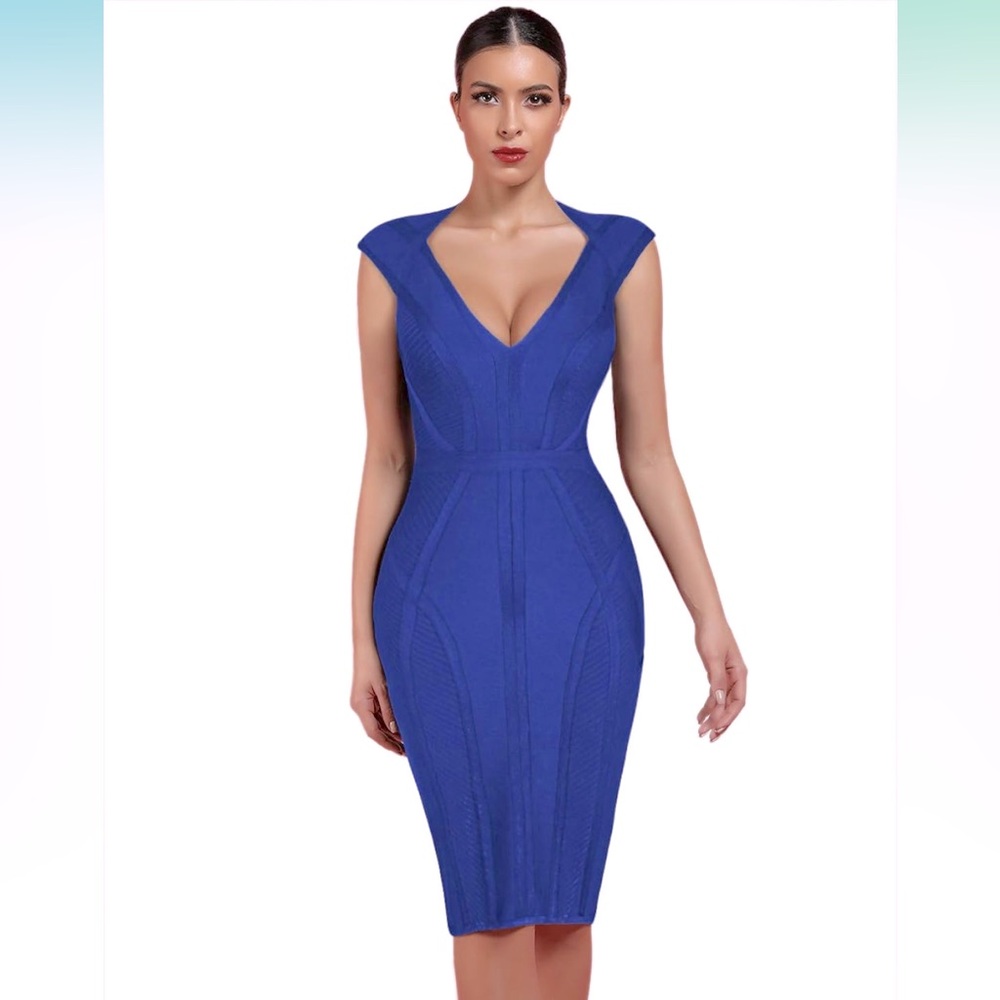 Women's Bandage Dress V-Neck Bodycon Evening Party Dress